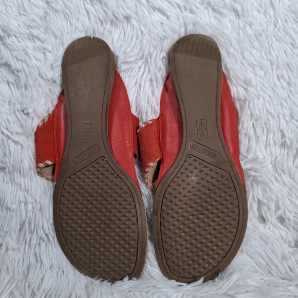 Aerosoles Red Gold Suede Leather Tassel Slip On Wedge Sandals Size 9 - Picture 7 of 10